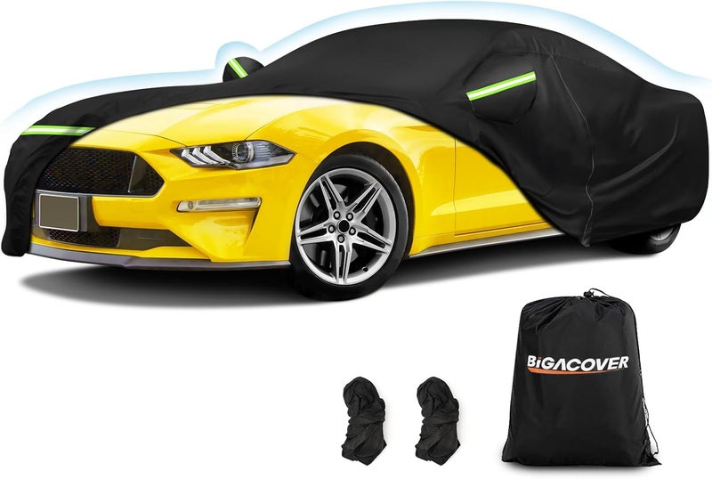 BIGACOVER for Ford Mustang Car Cover Waterproof, Outdoor Mustang Car Covers with Soft Cotton Lining Windproof Heavy Duty Protection Compatible with 1994-2025 Mustang GT/Shelby/Cobra/Bullitt/ECOBOOST - Image 1
